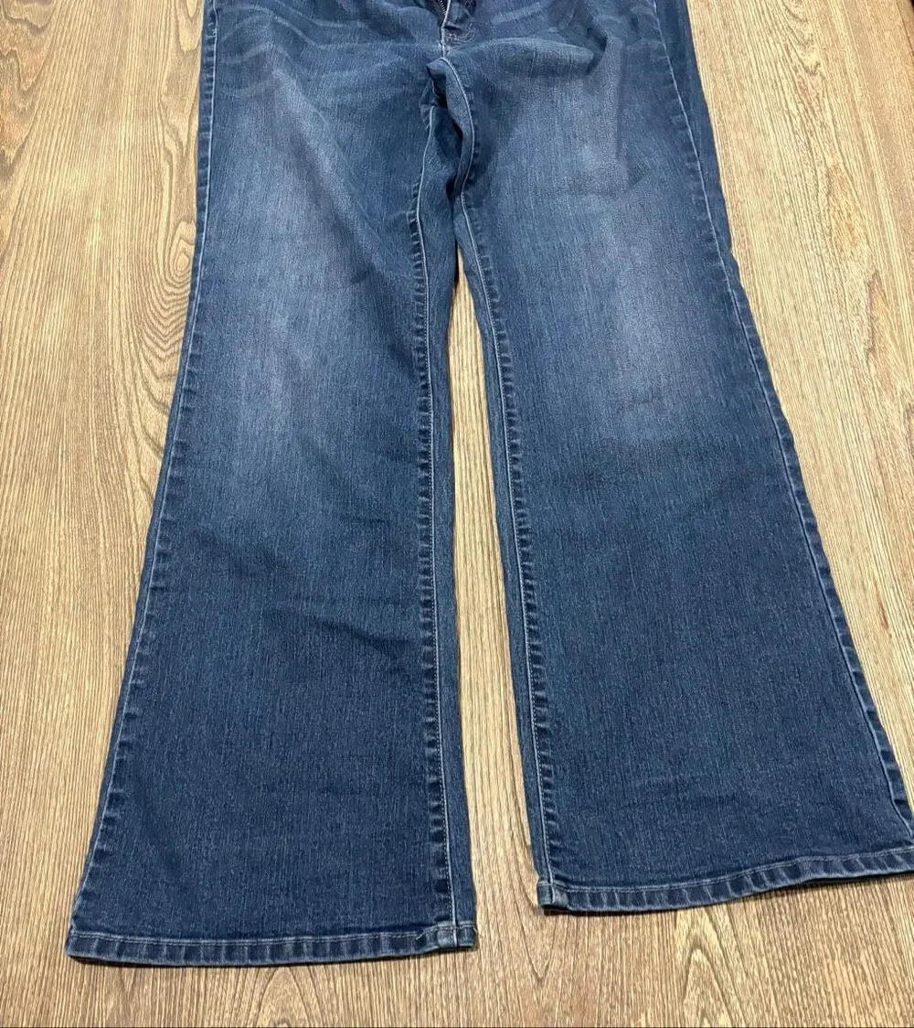 Jennifer Lopez Women's Whisker Faded Cotton Blend Bootcut Jeans Blue Size 16W
